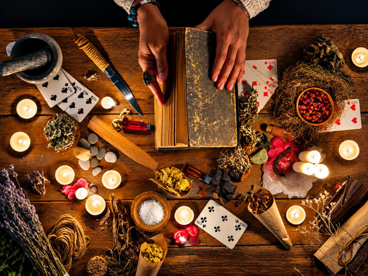 Traditional spell and moon magic service imagery